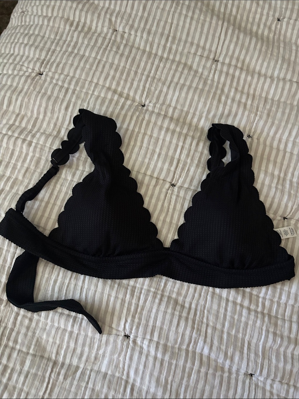 aerie Black Scalloped Triangle Bikini Top